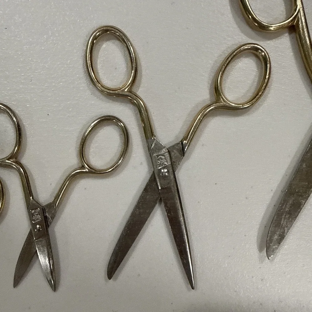 Germany Scissors Set of 4 Pairs Hallmarked‎ with Two Palm Trees Vintage 1950s